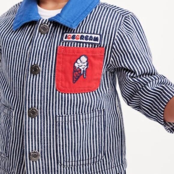 Old Navy Railroad Stripe Printed Loose Collared Twill Jacket - Picture 2 of 8